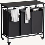 3-Bag Heavy Duty Rolling Laundry Sorter Cart with Ironing Board