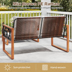 2 Pieces Patio PE Wicker Furniture Set Outside Conversation Set for Porch-White