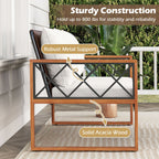 2 Pieces Patio PE Wicker Furniture Set Outside Conversation Set for Porch-White