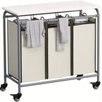 3-Bag Heavy Duty Rolling Laundry Sorter Cart with Ironing Board
