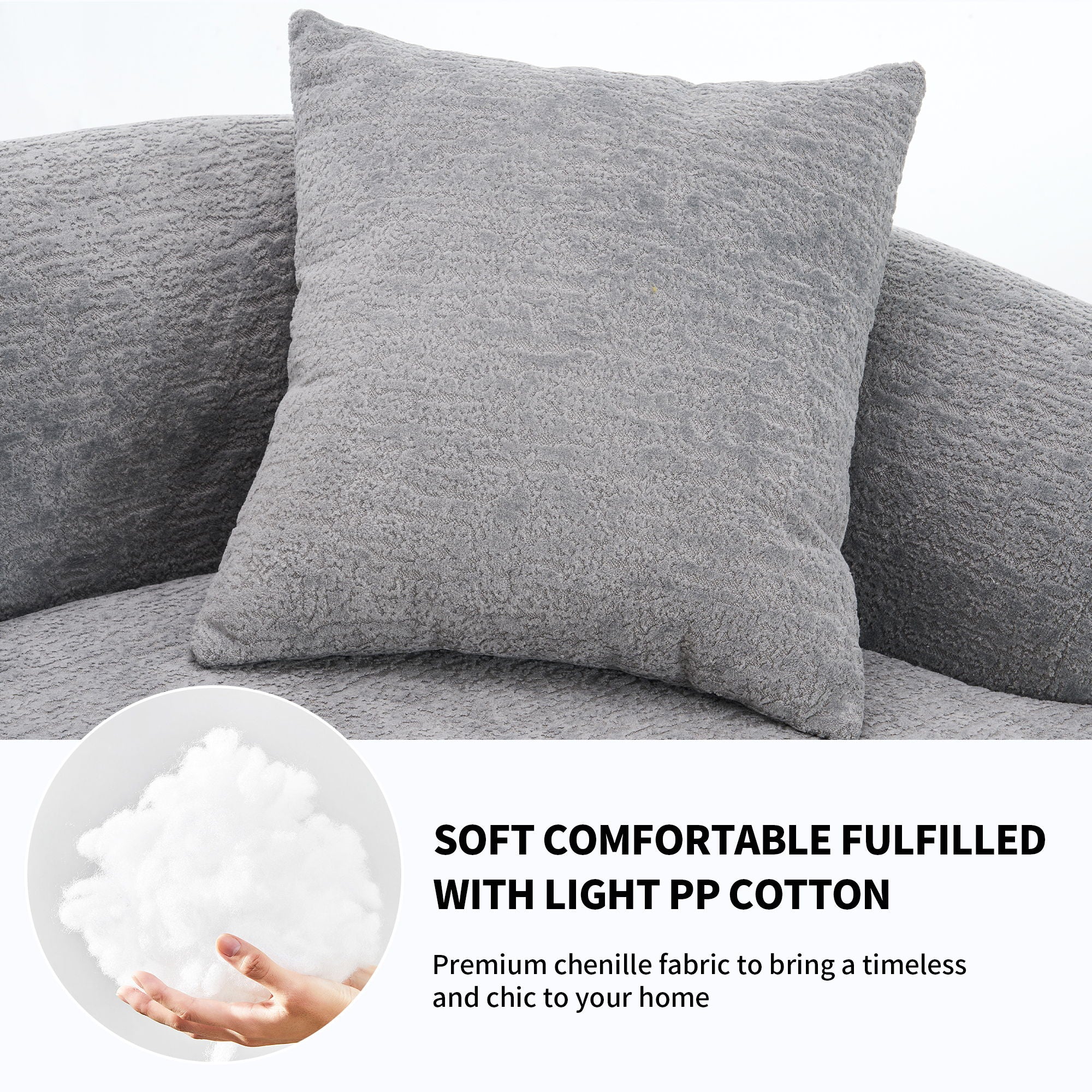 4 Seater Sofa With Fabric, 30D, 60 Hardness Full Sponge, 4 Pillow For Living Room, Home Furniture Sleeper Sectional Sofa For Apartment