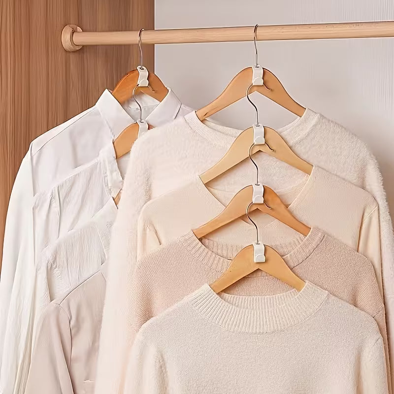 Solid Wood Clothes Hangers Set with Connector Hooks