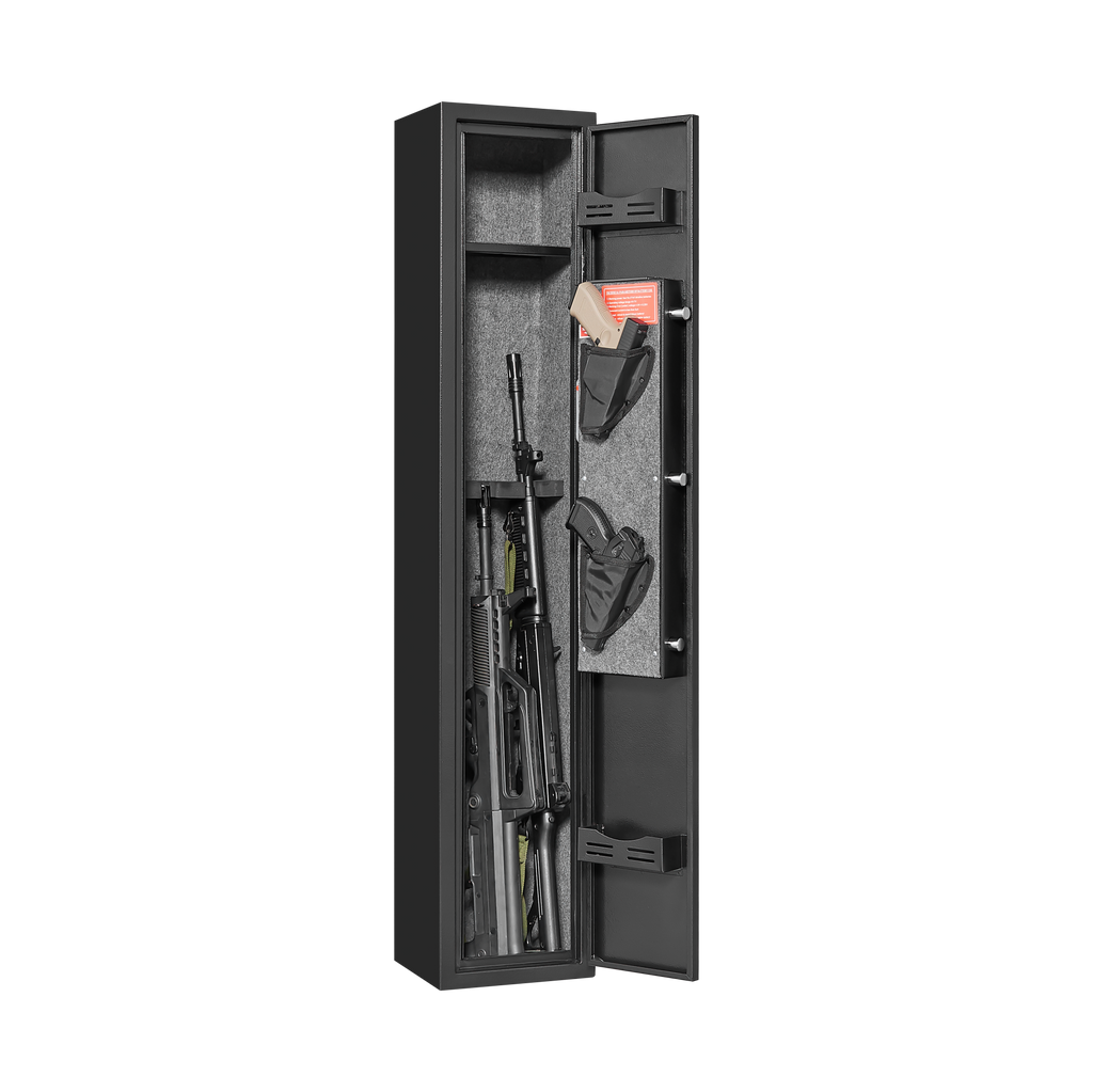 5 gun safes with 3 pistol pockets, quick access biometric adjustable heavy-duty gun rack mounted gun safes