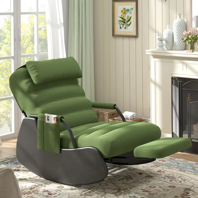 Corduroy Nursery Glider Rocking Chair with Cushioned Seat