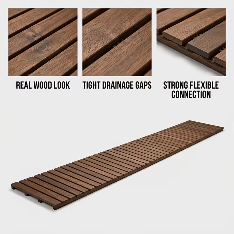 Roll-Up Wooden Garden Pathway with Non-Slip Weather-Resistant Slats