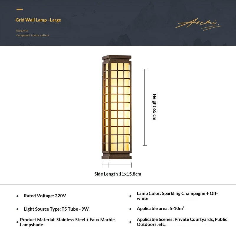 Cloud Stone Outdoor Light-Luxury New Chinese Zen-Style Waterproof Patio Lamp For Home Use