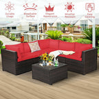 6 Pieces Patio Furniture Sofa Set with Cushions for Outdoor