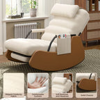 Corduroy Nursery Glider Rocking Chair with Cushioned Seat