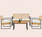 4Pcs Outdoor Patio Furniture Set – Rattan Wicker Sofa - Multiple Styles