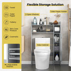 Wood Over the Toilet Bathroom Space Saver with Paper Holder and Shelf