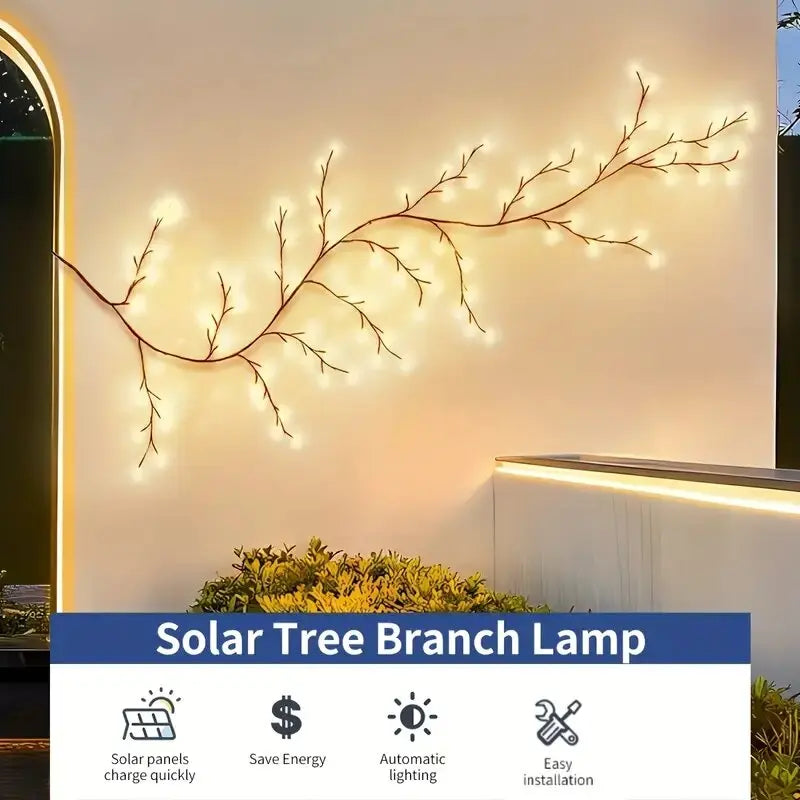 1PC Solar 96LED Willow Vine Lights,Outdoor Waterproof Fairy String Lights,Wall Decor Lamps For Garden,Porch,Shop,Terrace,Pathway