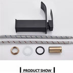 Black Waterfall Bathroom Faucet Basin Vanity Vessel Sinks Mixer Tap Cold And Hot Water Tap Single Hole Bath Sink Faucets Crane