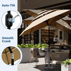 10FT 3-Tier Patio Umbrella Vented Outdoor Table Market Umbrella With Crank & Tilt Sunshade Fade Resistant For Pool Deck Yard