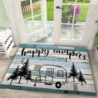 RV Camping Printed Carpet Happy Campers Decorate Door Mats Kitchen Bedroom Living Room Porch Entrance Non Slip Rug