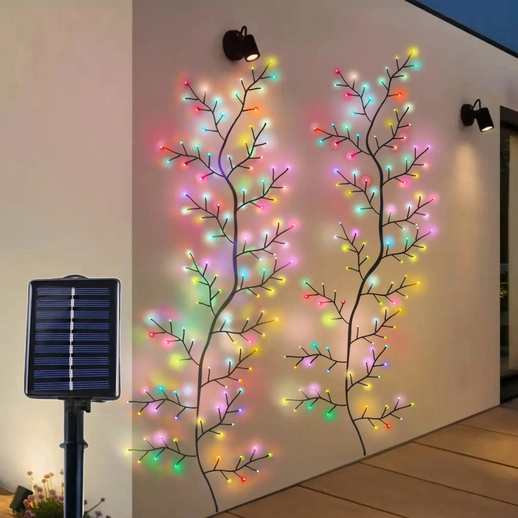 1PC Solar 96LED Willow Vine Lights,Outdoor Waterproof Fairy String Lights,Wall Decor Lamps For Garden,Porch,Shop,Terrace,Pathway
