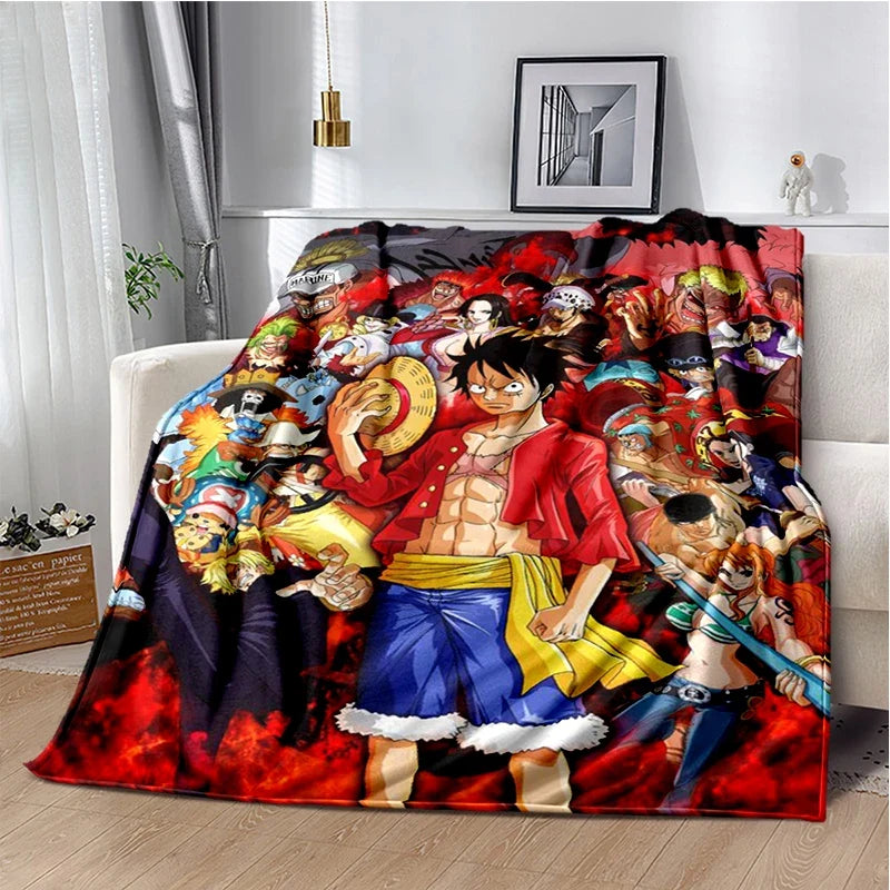 Anime One Piece 3D Cartoon Blanket - Soft, Warm Throw for Bedroom, Living Room, Bed, Camping, Picnic, Office, Kids Gift