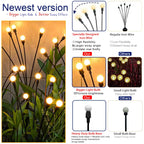 6/8/10 LED Solar Powered Garden Lights Firefly Lights Outdoor Waterproof Vibrant Swaying Lights for Patio Pathway Decoration