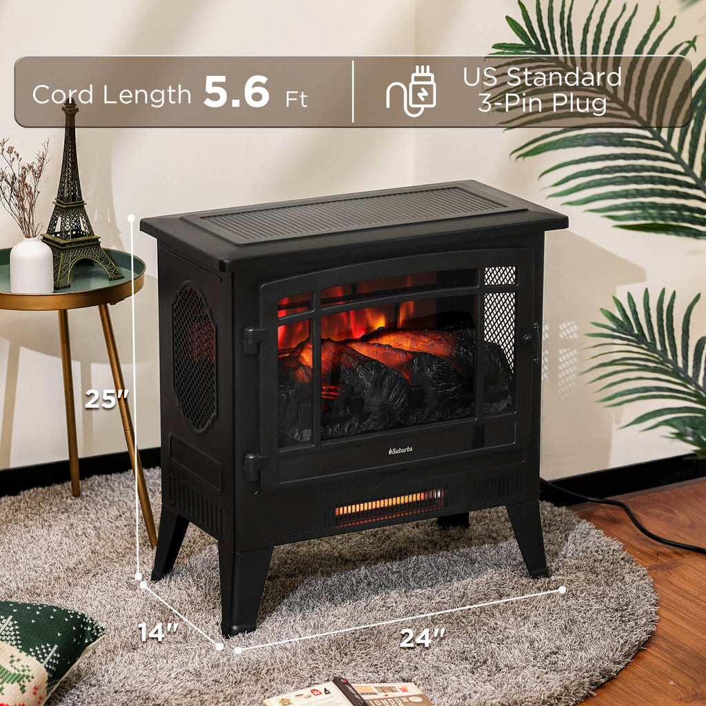Suburbs TS25 Smart Electric Fireplace Stove Heater, WiFi Enabled