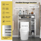 Wood Over the Toilet Bathroom Space Saver with Paper Holder and Shelf