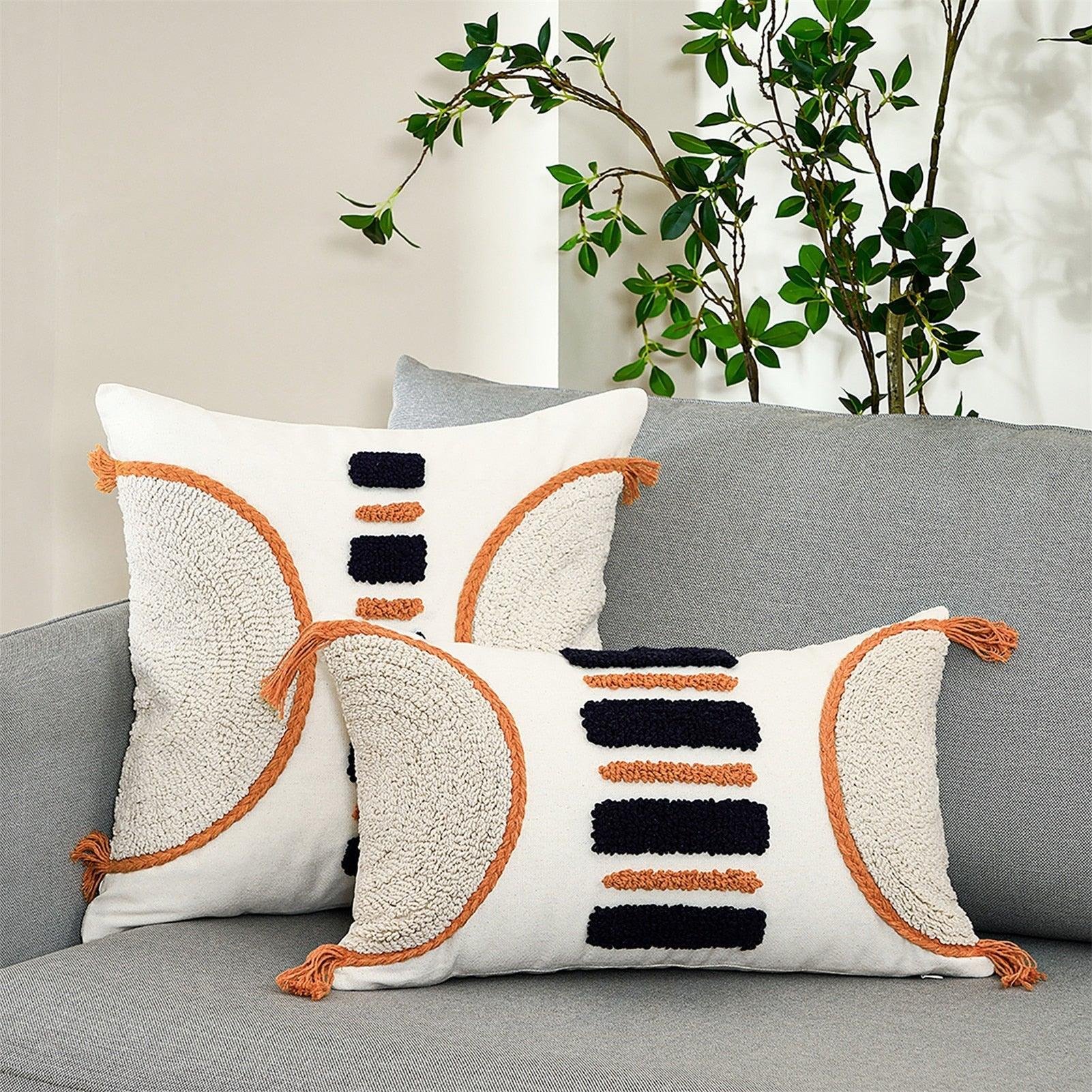Cushion Cover Cotton Linen Pillowcase Tufted Beige Decorative Fashionable Cotton Hand-Woven Throw Pillow Covers Tufted  Pillow Covers  Bedroom Throw Pillow Cushion For Bed Home