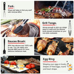 29PCS BBQ Set w/ Burger Press, Stainless Steel Grill Tools & Spatula