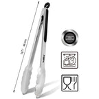Extra Long Stainless Steel BBQ Tongs Salad Food Clips BBQ Flipping Tongs Non-Stick Kitchen Cooking Tools Stainless Steel and Non-Slip Heat Resistant Handle Great for Cooking Turning and Barbecue