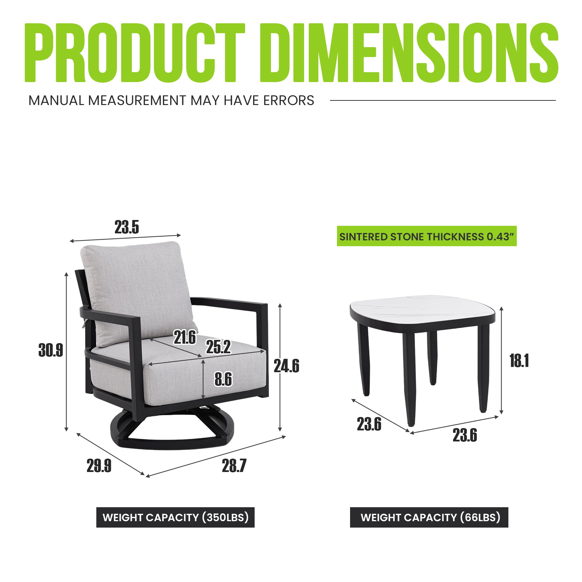 3PC Outdoor Aluminum Patio Furniture Set