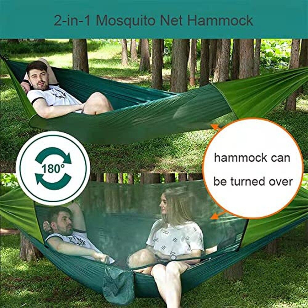 ITOPFOX Nylon Camping Hammock with Mosquito Net and Tree Straps
