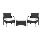 3 Pieces Patio Wicker Rattan Furniture Set with Cushion for Lawn Backyard