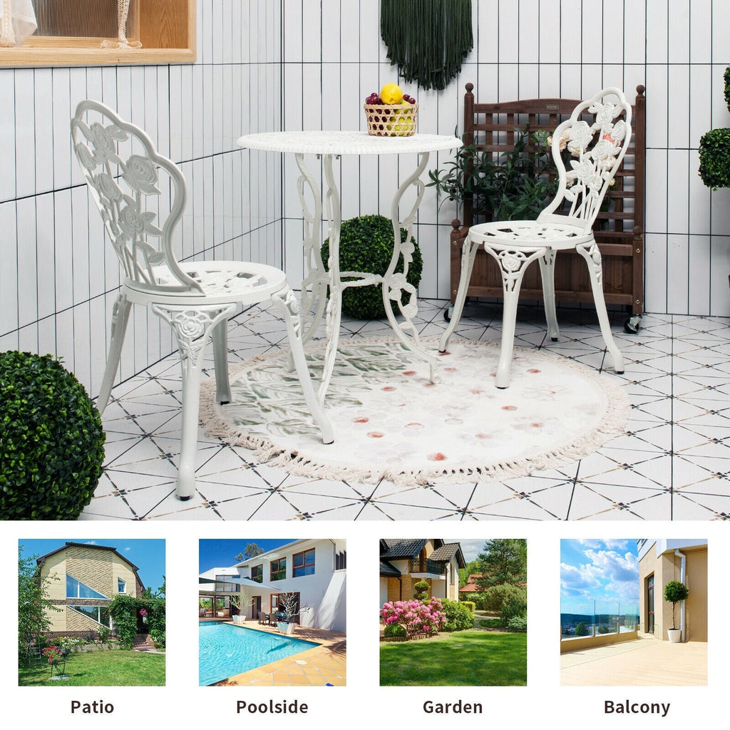 Outdoor Cast Aluminum Patio Furniture Set with Rose Design