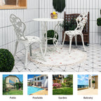 Outdoor Cast Aluminum Patio Furniture Set with Rose Design