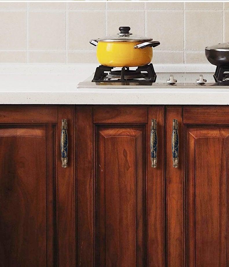 Navy Blue Ceramic Door Handles European Antique Furniture Handles Drawer Pulls Kitchen Cabinet Knobs And Handles Entry Door Handle With Door Lever For Right And Left Sided Doors