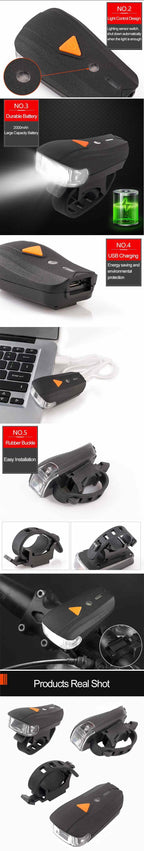 USB Rechargeable Headlight USB Flashlight Bike Bicycle 2LEDs 5modes Smart Sensor Super Bright Bike Light Front And Back Night Riding Spot lamp Electric Car Front Torch For Adults Kids Men Women